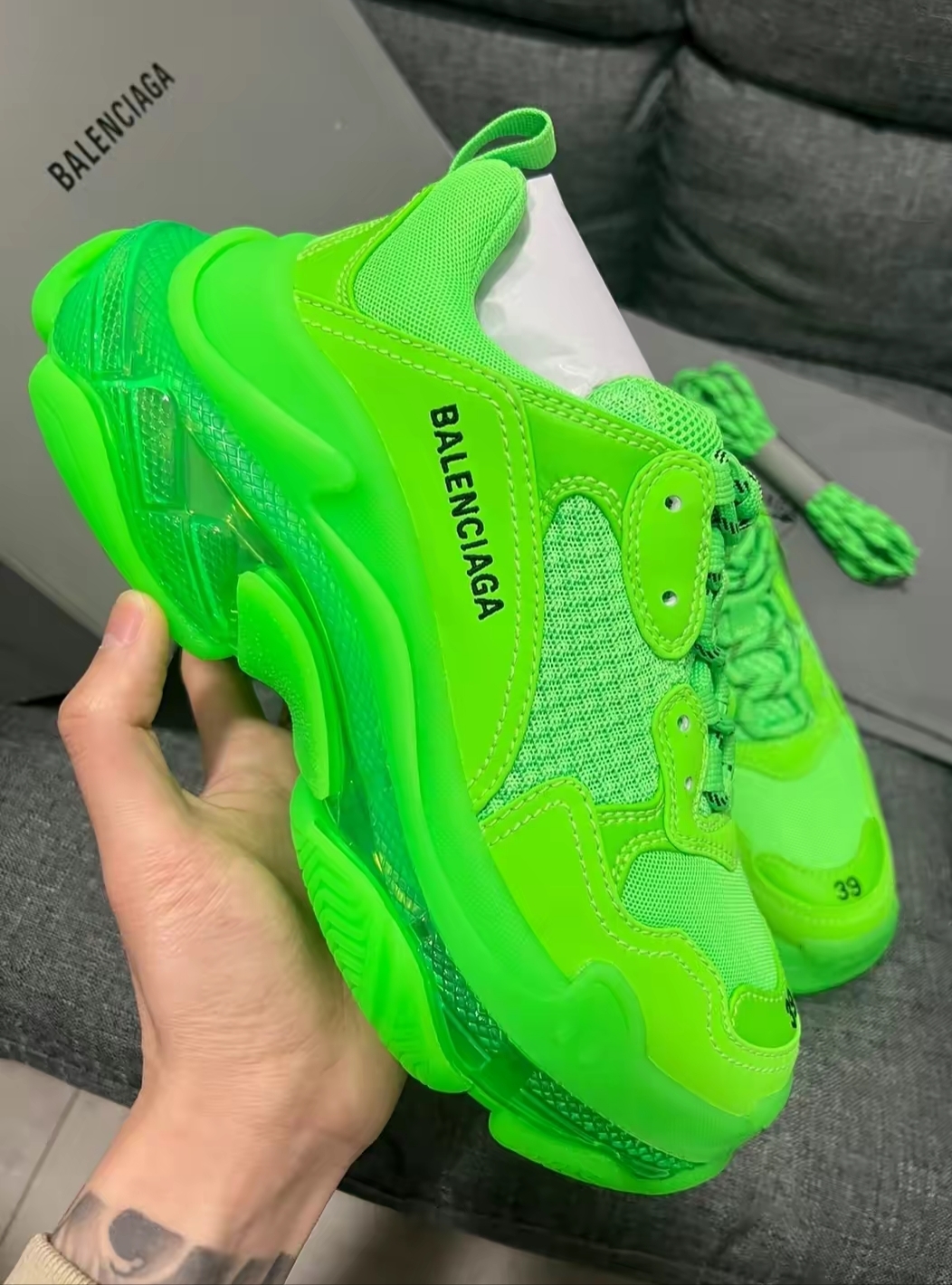 Balenciaga Triple S Neon Green Clear Sole 544351 W09OL 3801 review Anass