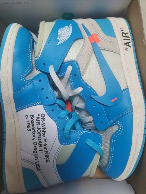Air Jordan 1 Retro High Off-White University Blue AQ0818-148 review 