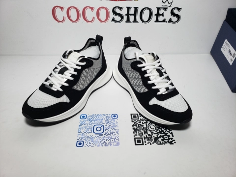 COCOSHOES QC | Dior B25 Runner Black Suede White Technical Mesh Oblique Canvas 3SN259YUH_H960