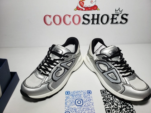 COCOSHOES QC | Dior B30 White Mesh Silver Tone Metallic Calfskin 3SN279ZYG-H869