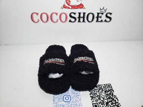 COCOSHOES QC | Balenciaga Furry Slide Black 654747W2D011096