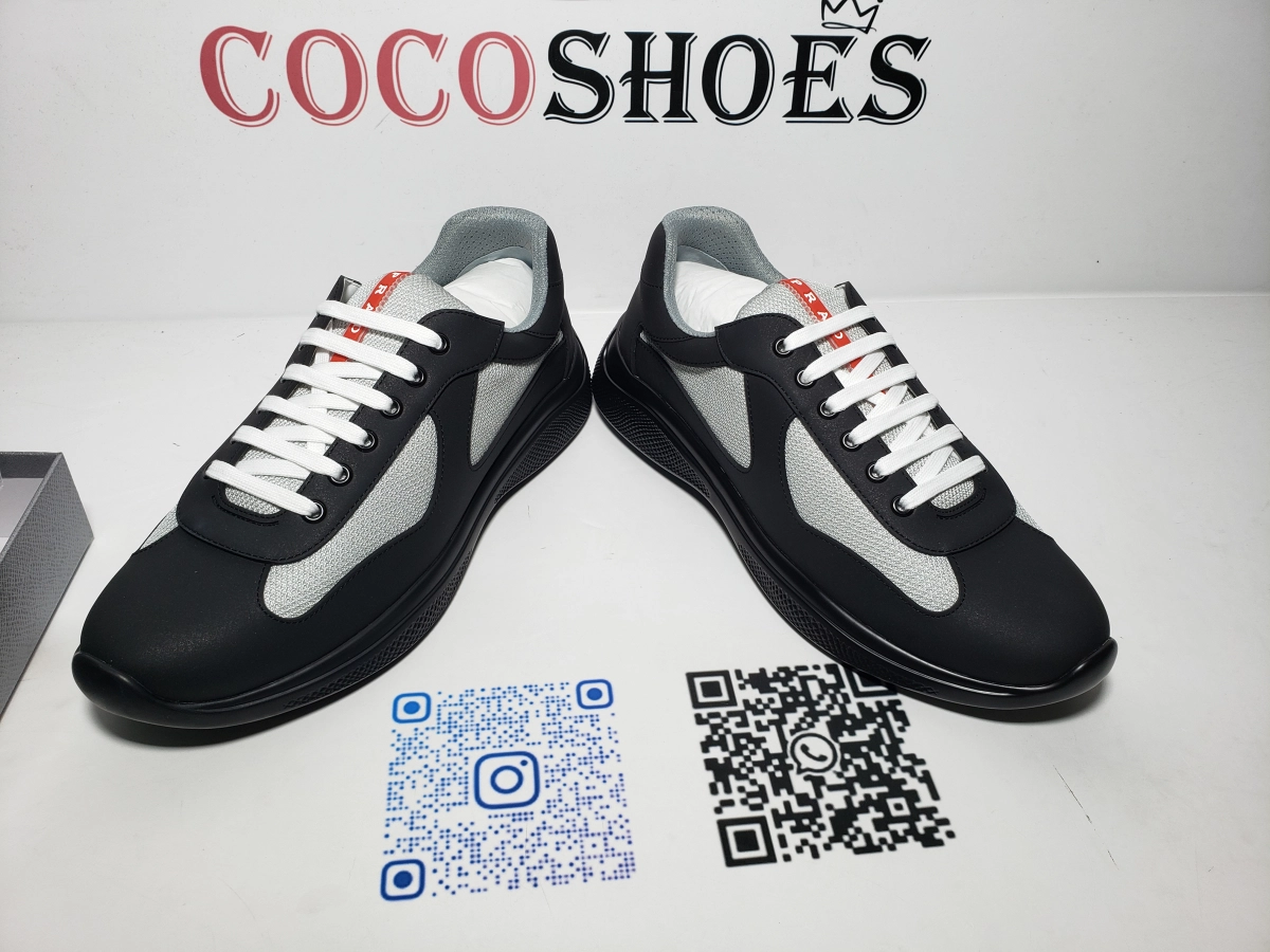 COCOSHOES QC | Prada America's Cup Soft Rubber And Bike Fabric Sneakers In Black P00749011