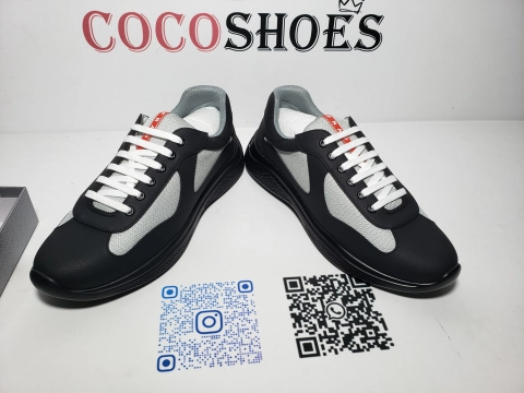 COCOSHOES QC | Prada America's Cup Soft Rubber And Bike Fabric Sneakers In Black P00749011