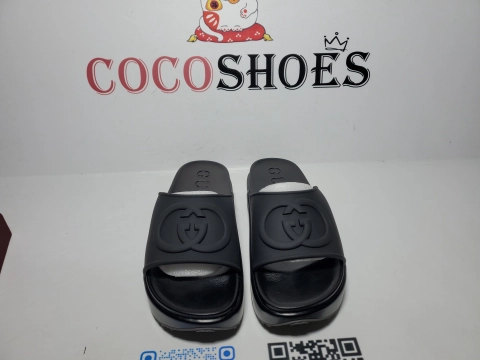 COCOSHOES QC |  GUCCI Miami Rubber Platform Slides Black