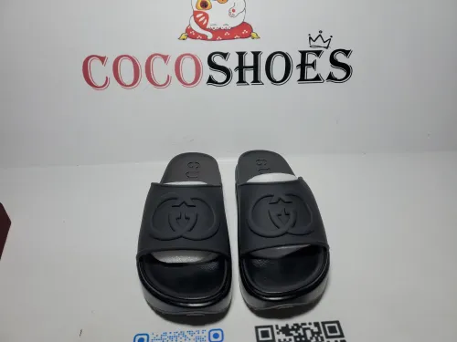 COCOSHOES QC |  GUCCI Miami Rubber Platform Slides Black