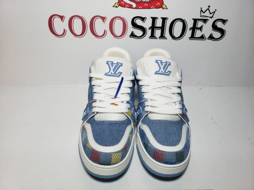 COCOSHOES QC | Louis Vuitton Trainer Denim Demier Multicolor Light Blue Grid 1AHCYN