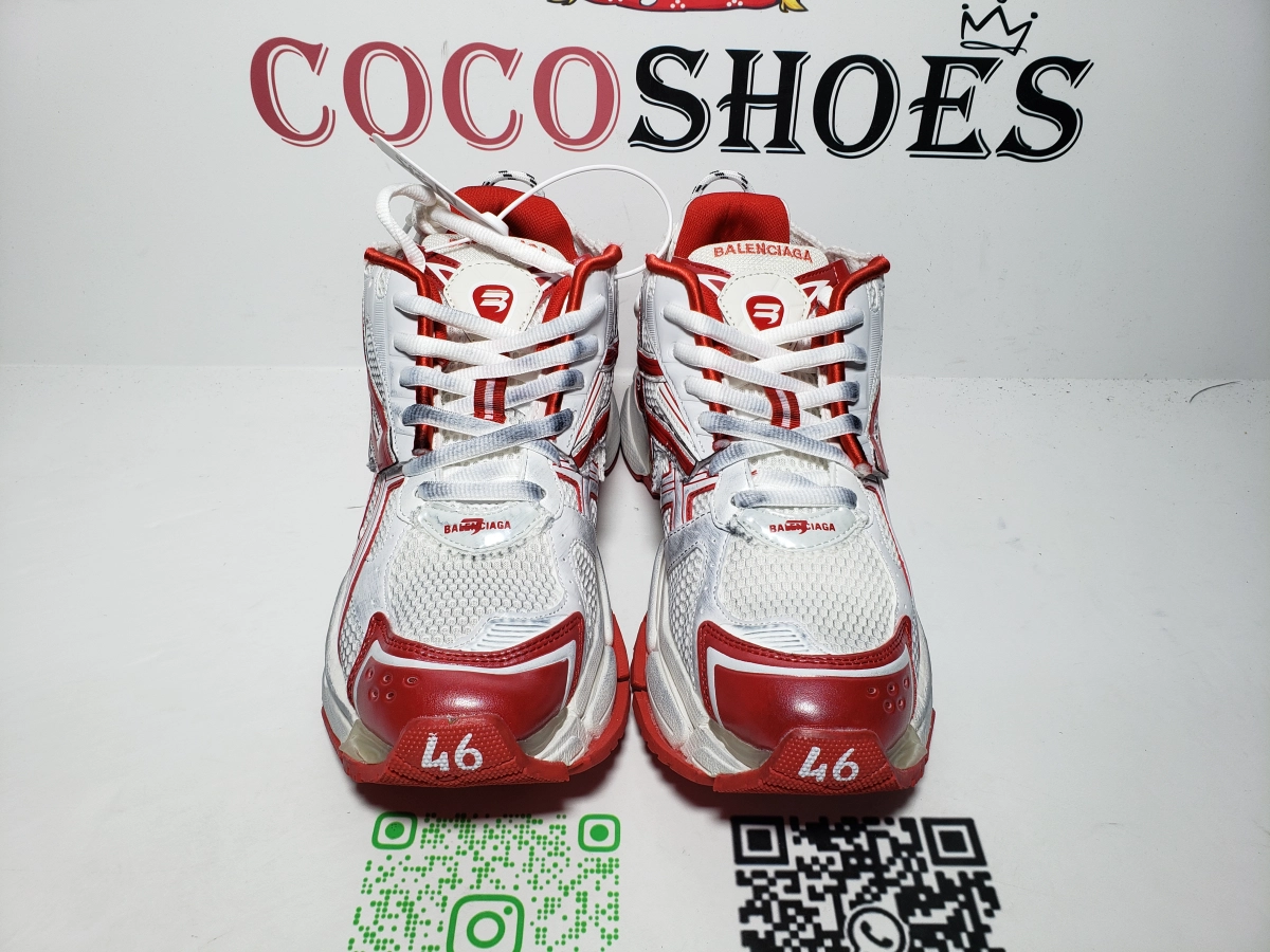 COCOSHOES QC | Balenciaga Runner White Red 677402W3RB29060