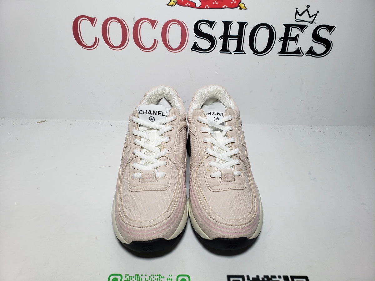 COCOSHOES QC | Chanel Fabric Laminated Low Top Sneakers Pink G45077 B16748 NY270