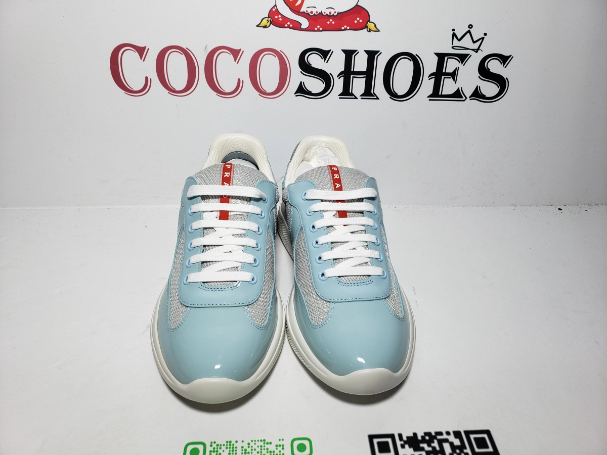 COCOSHOES QC | Prada America's Cup sneakers Patent leather Light Blue