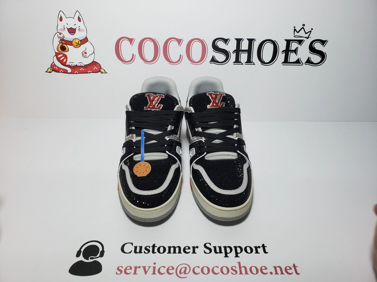COCOSHOES QC | Louis Vuitton Trainer Black Grey Crystal 1ABOE2