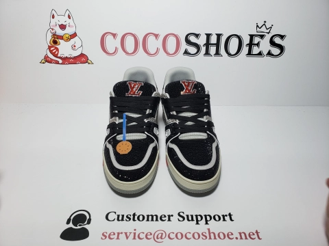 COCOSHOES QC | Louis Vuitton Trainer Black Grey Crystal 1ABOE2