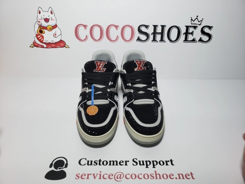 COCOSHOES QC | Louis Vuitton Trainer Black Grey Crystal 1ABOE2