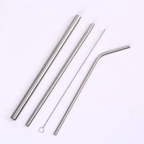 Stainless Steel Straws Set – Reusable with Cleaning Brush