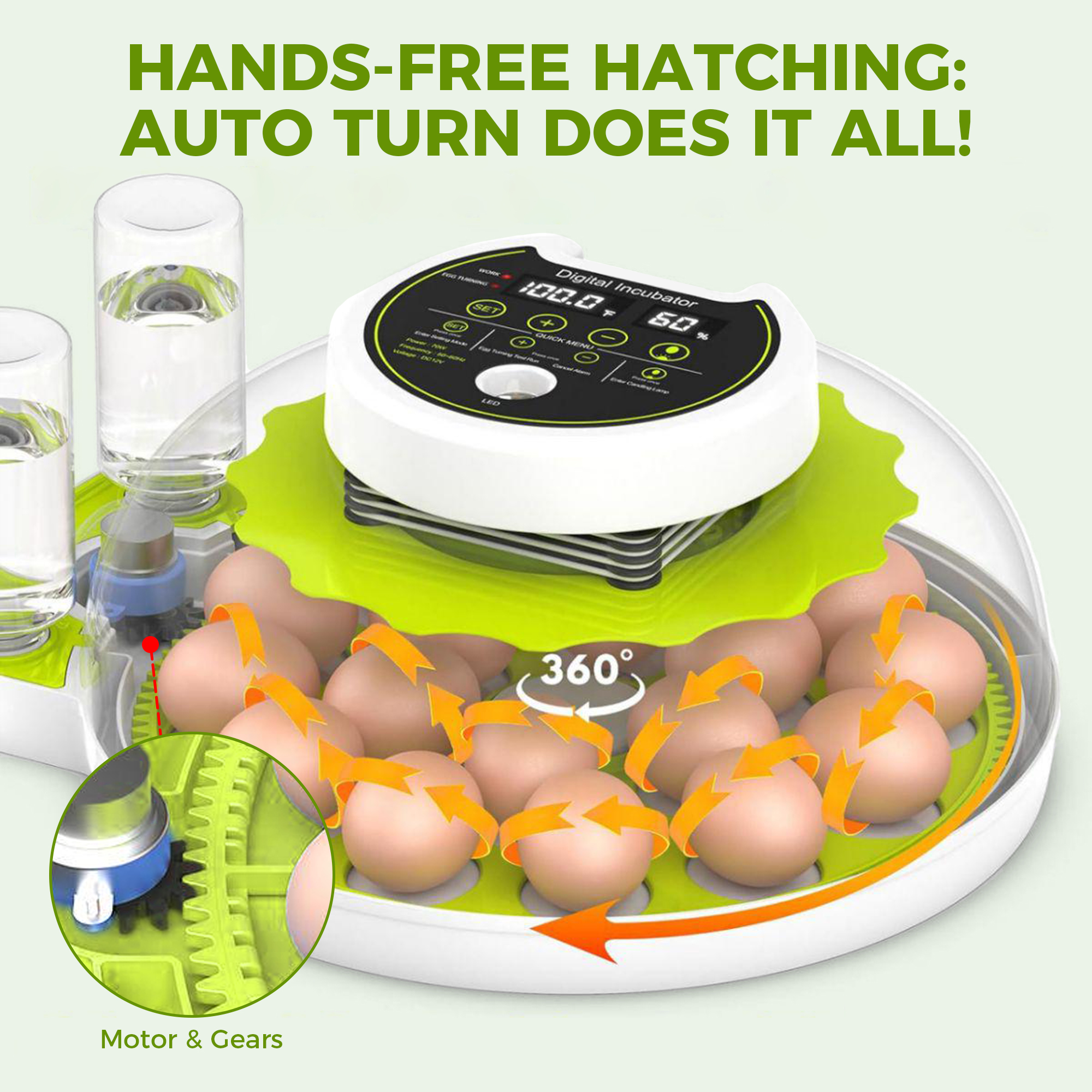 Chicken Egg Incubator Auto Turning 360 Degree Visibility
