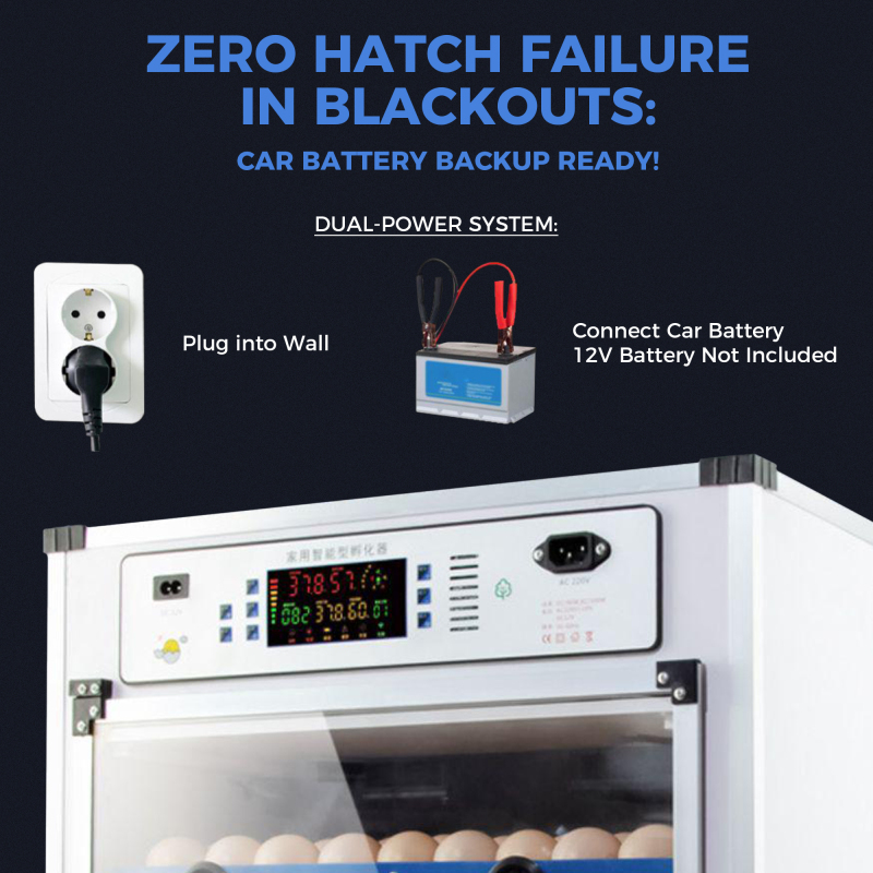 68-Egg Auto-Turn Incubator with Power Outage Protection & Smart Climate Control