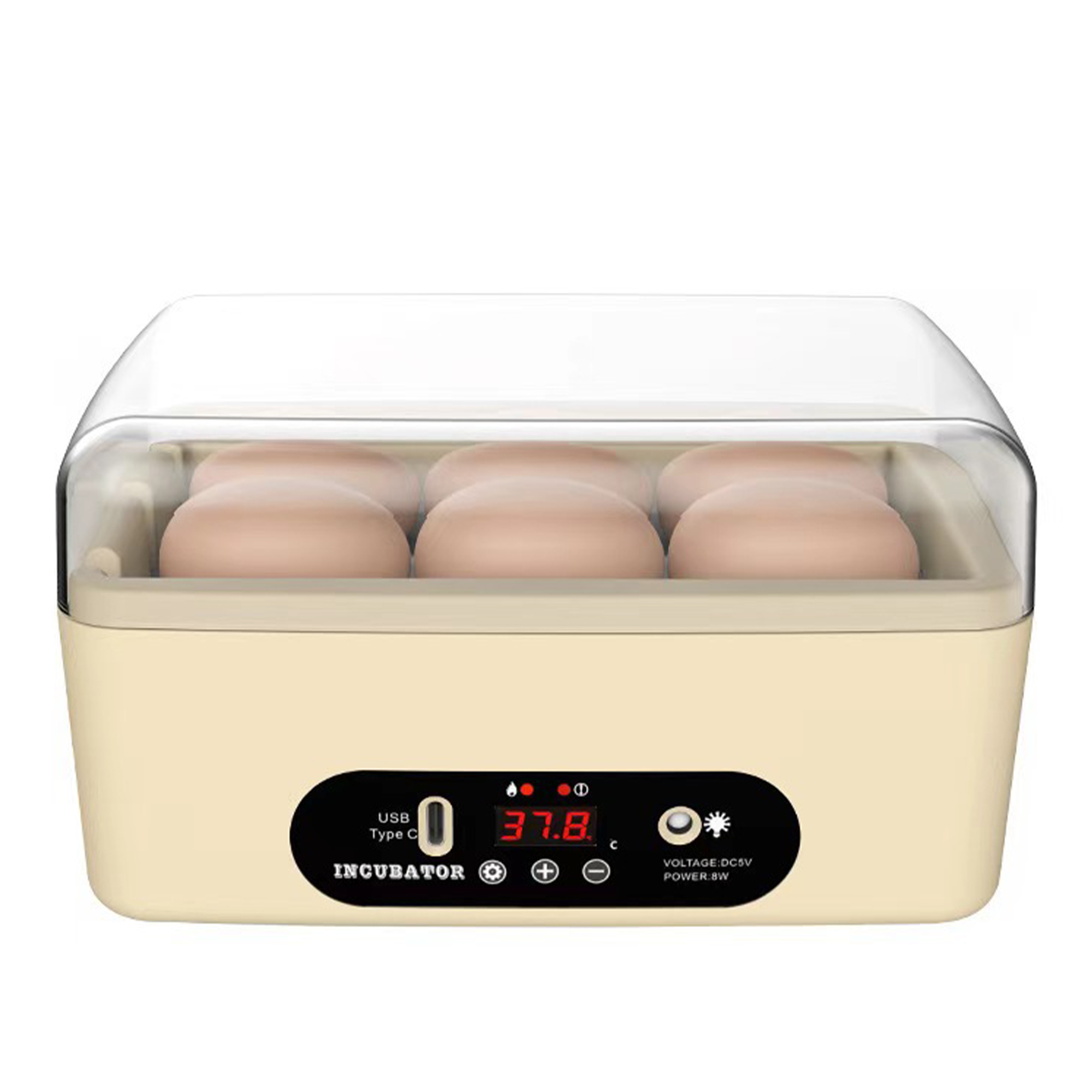 USB-Powered Egg Incubator  6-Egg Auto Roller Silent 