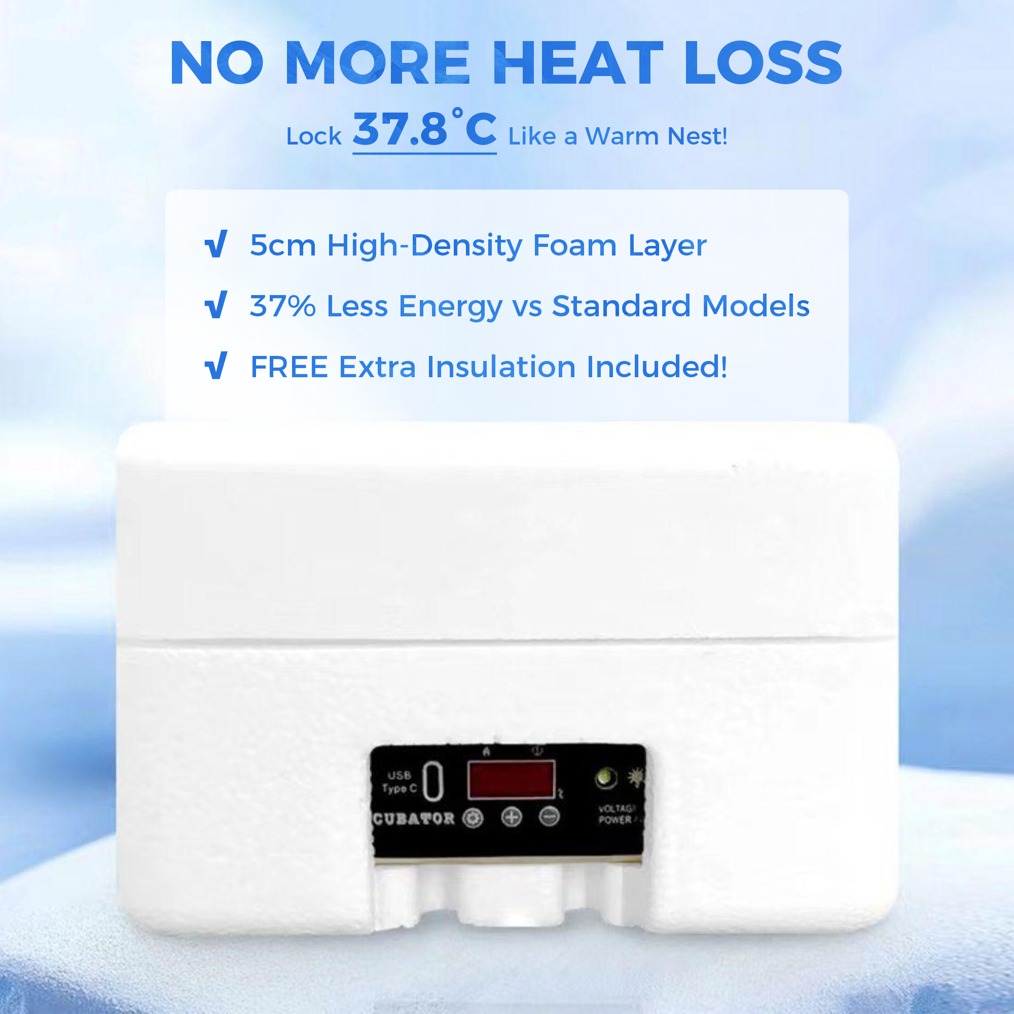 USB-Powered Egg Incubator  6-Egg Auto Roller Silent 