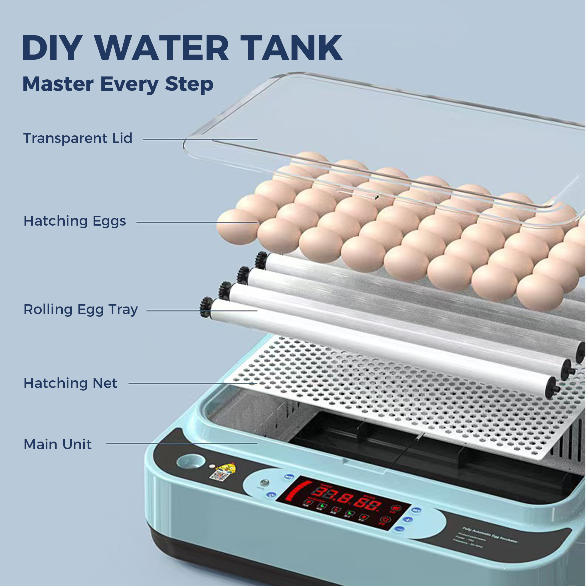 Single-Layer Precision 24 Eggs Incubator Auto Water & Temp Control 