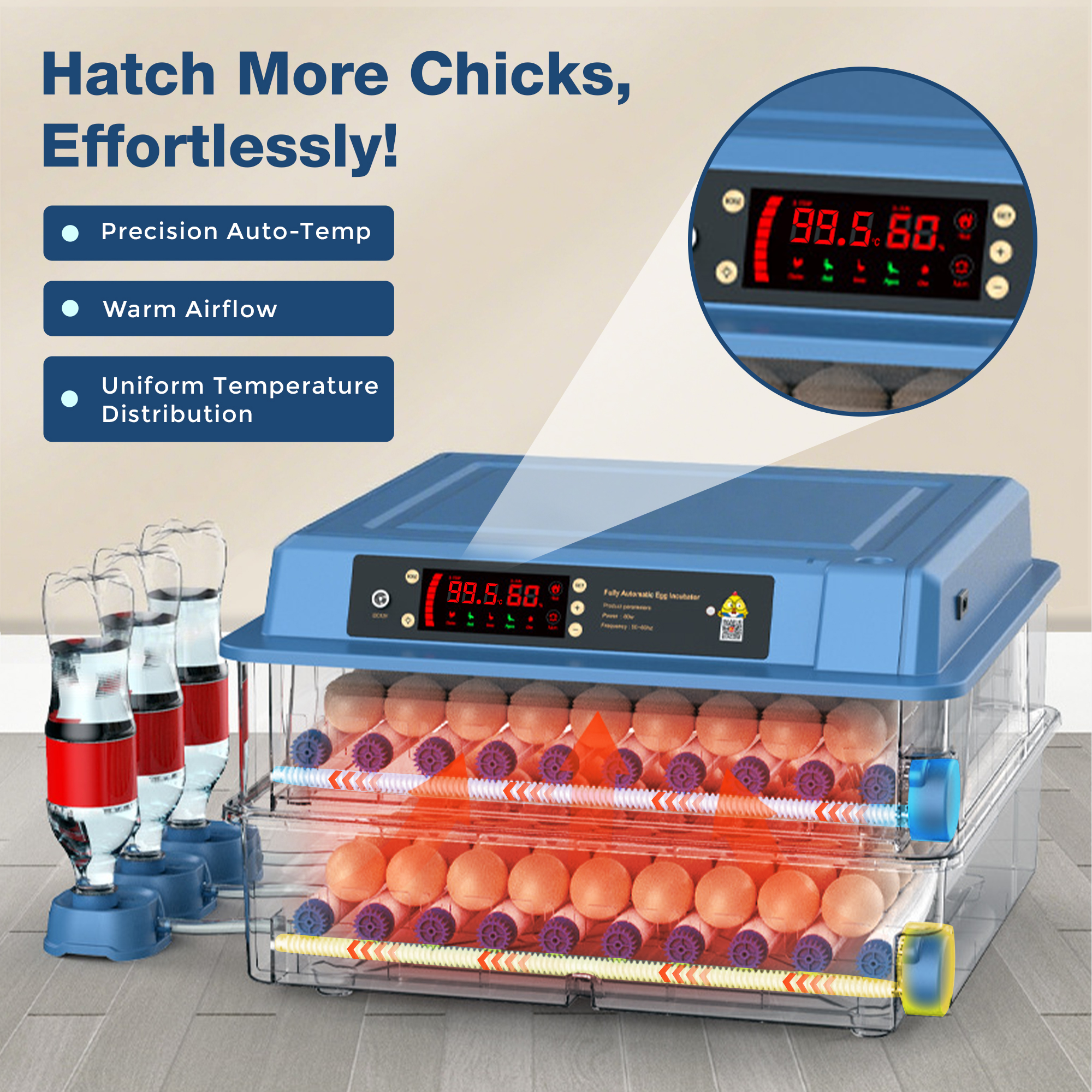 Automatic Egg Incubator with Temp and Humidity Control