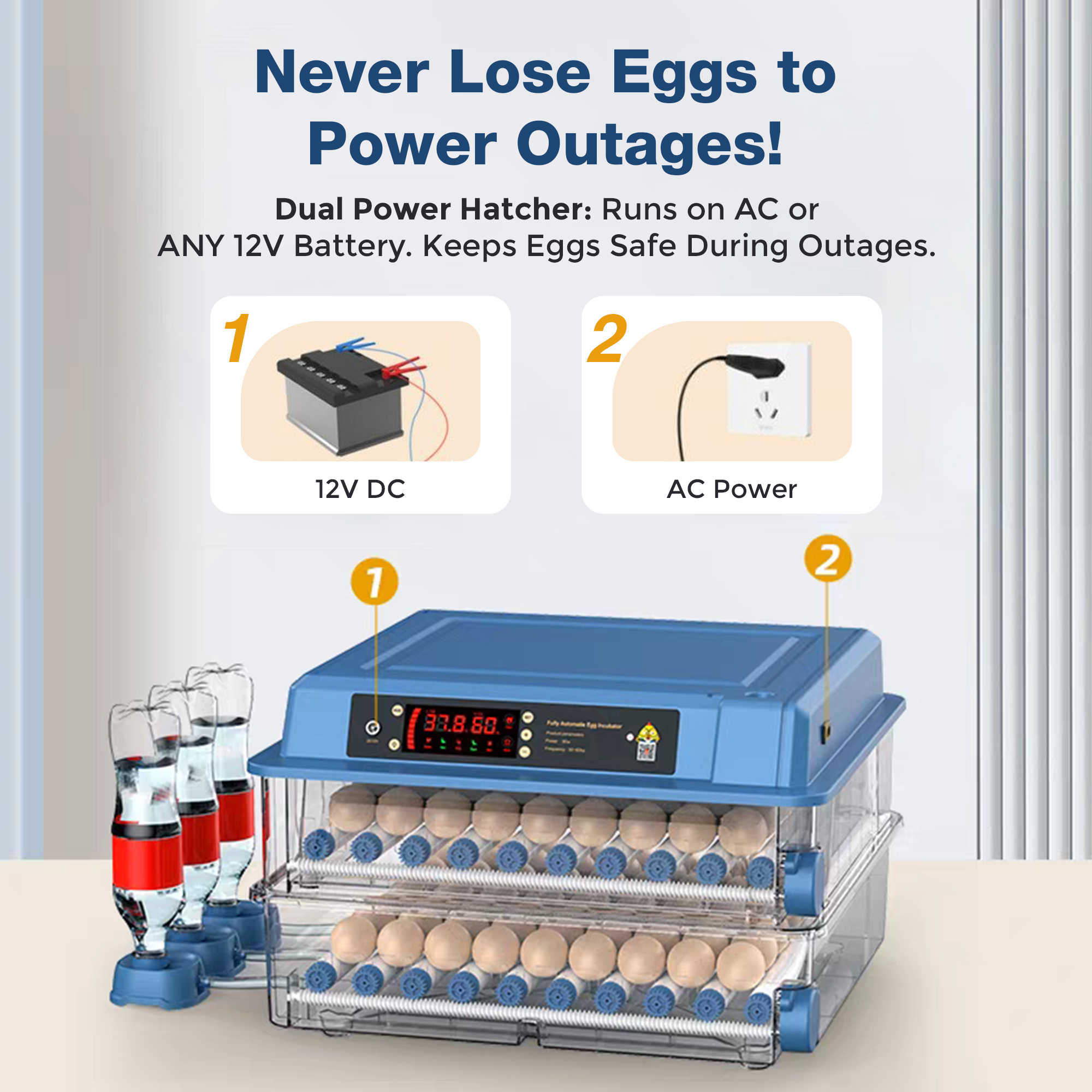 Automatic Egg Incubator with Temp and Humidity Control