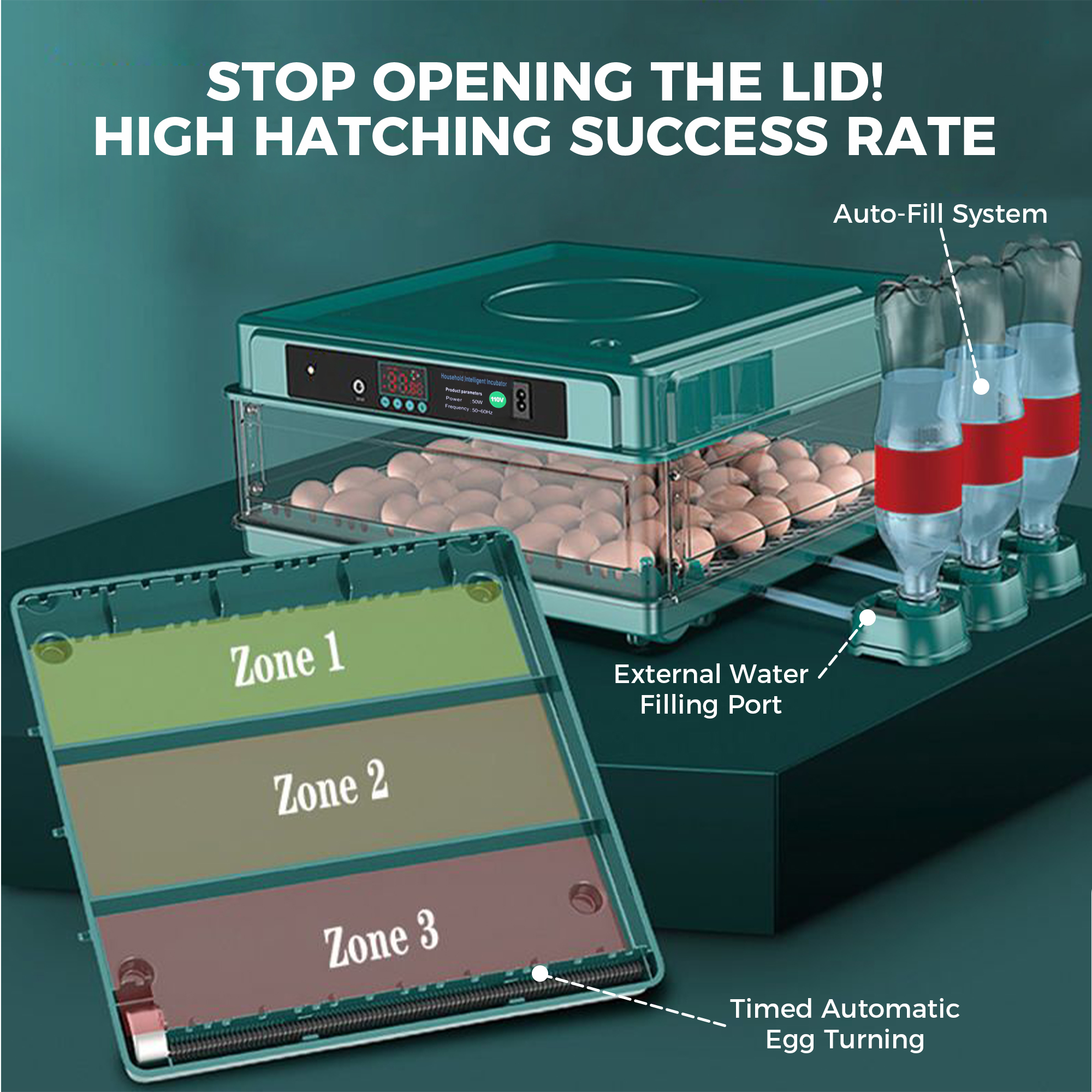 Automatic Duck Egg Incubator with Auto Turn and Dual Motors