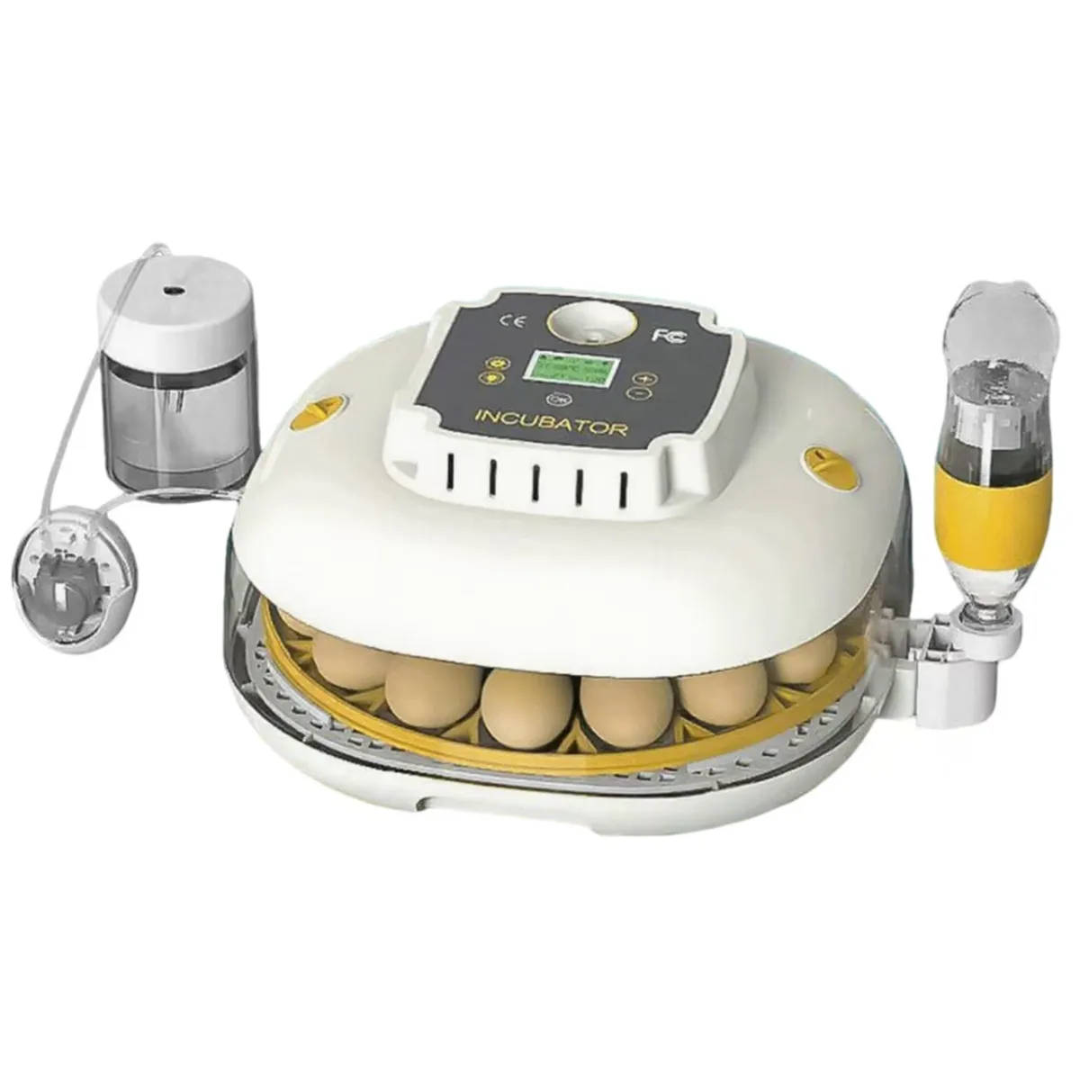 Digital automatic egg incubator with 22-egg capacity, transparent viewing window, and LCD display