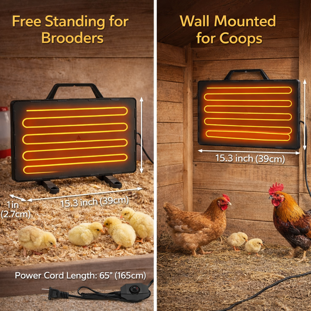 160W Radiant Chicken Coop Heater with Thermostat Control