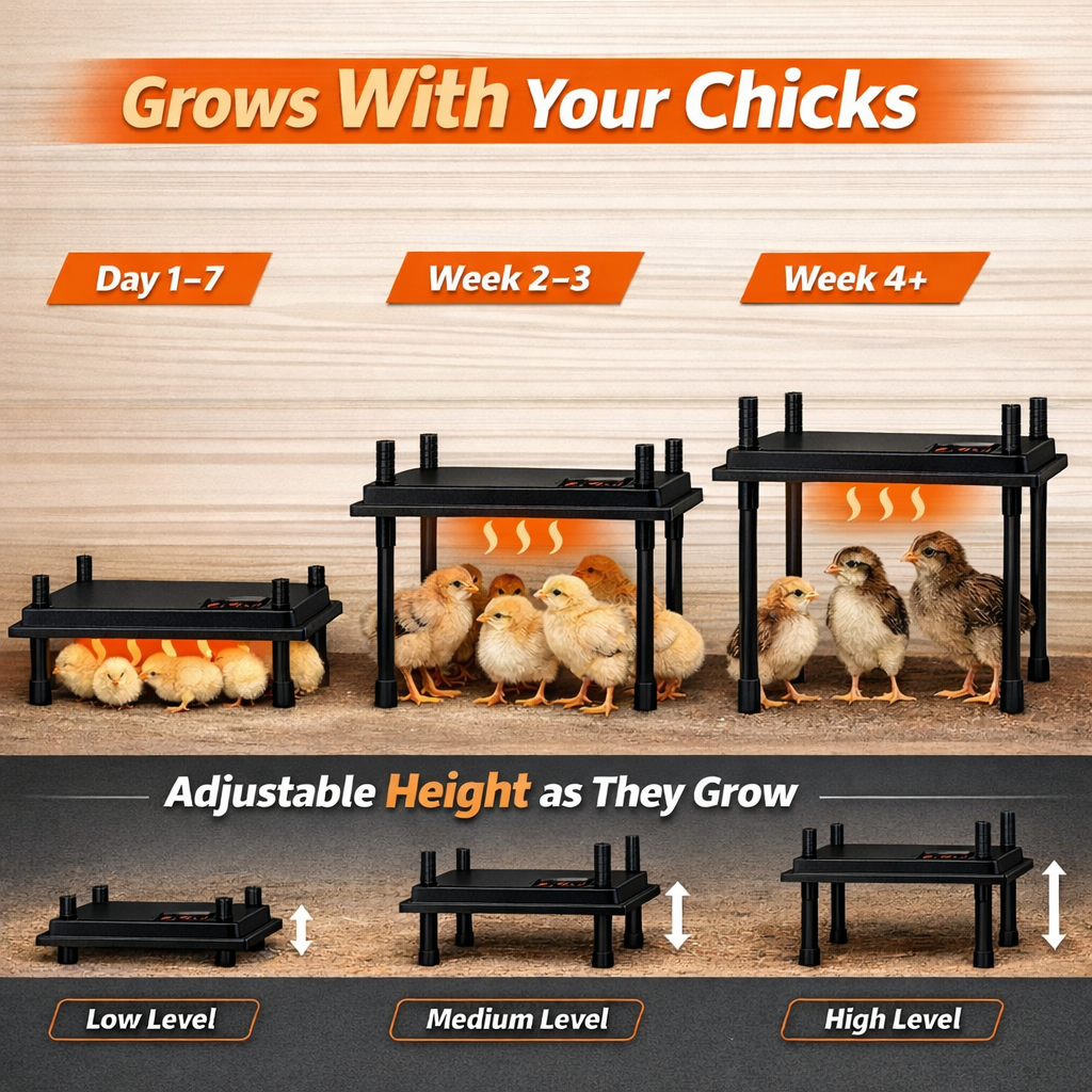 Adjustable Chicken Brooder Heater with Digital Thermostat & Timer