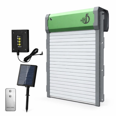 Solar-Powered Automatic Chicken Coop Door with Light Sensor & Timer 01