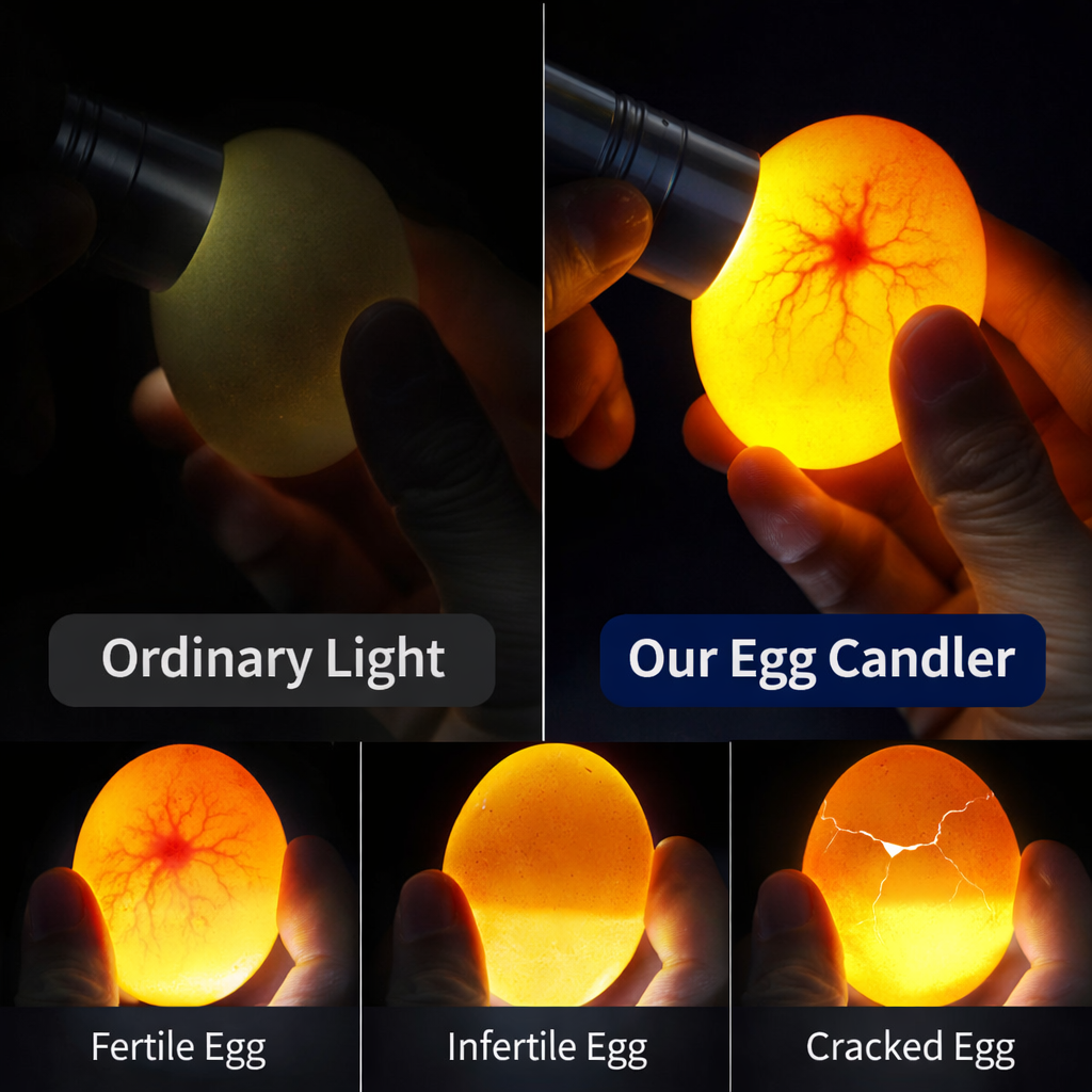 LED Egg Candler for Hatching Eggs – Portable Handheld Candling Lamp