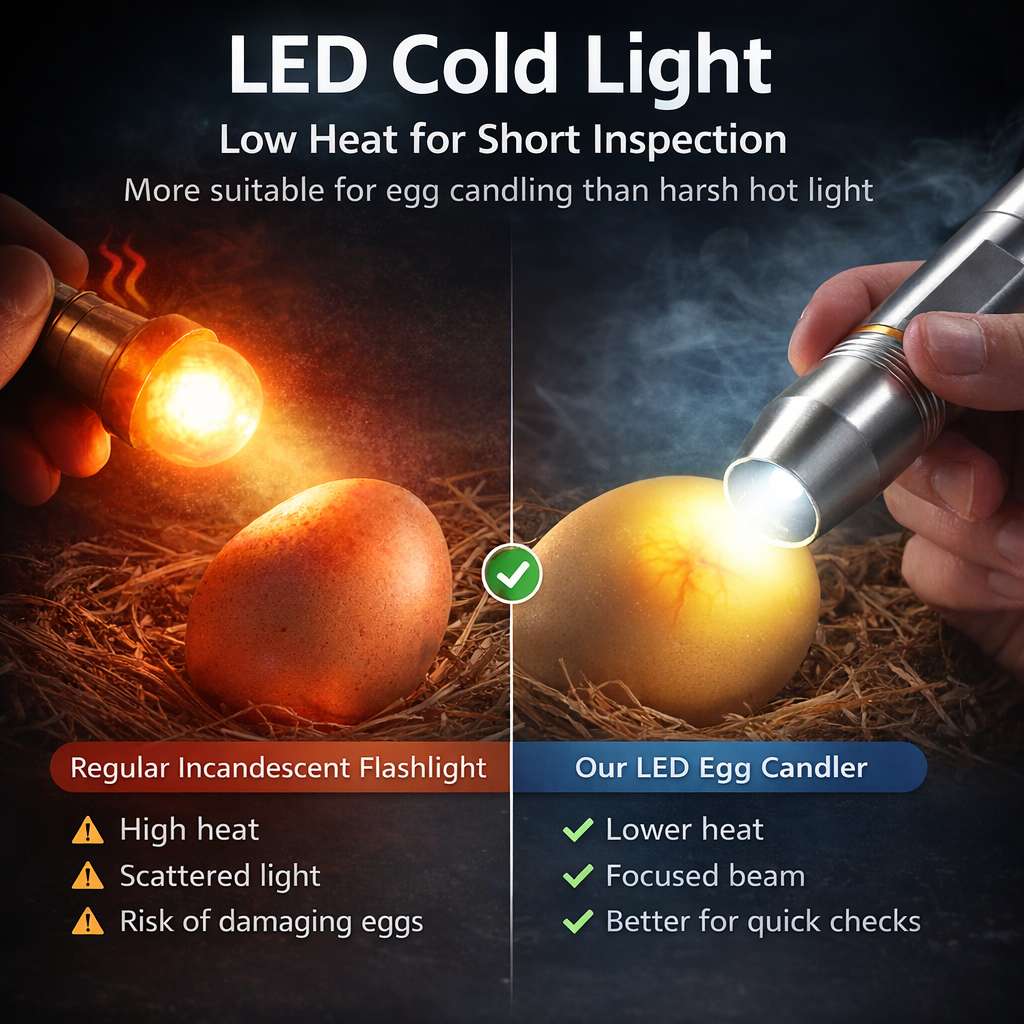 LED Egg Candler for Hatching Eggs – Portable Handheld Candling Lamp