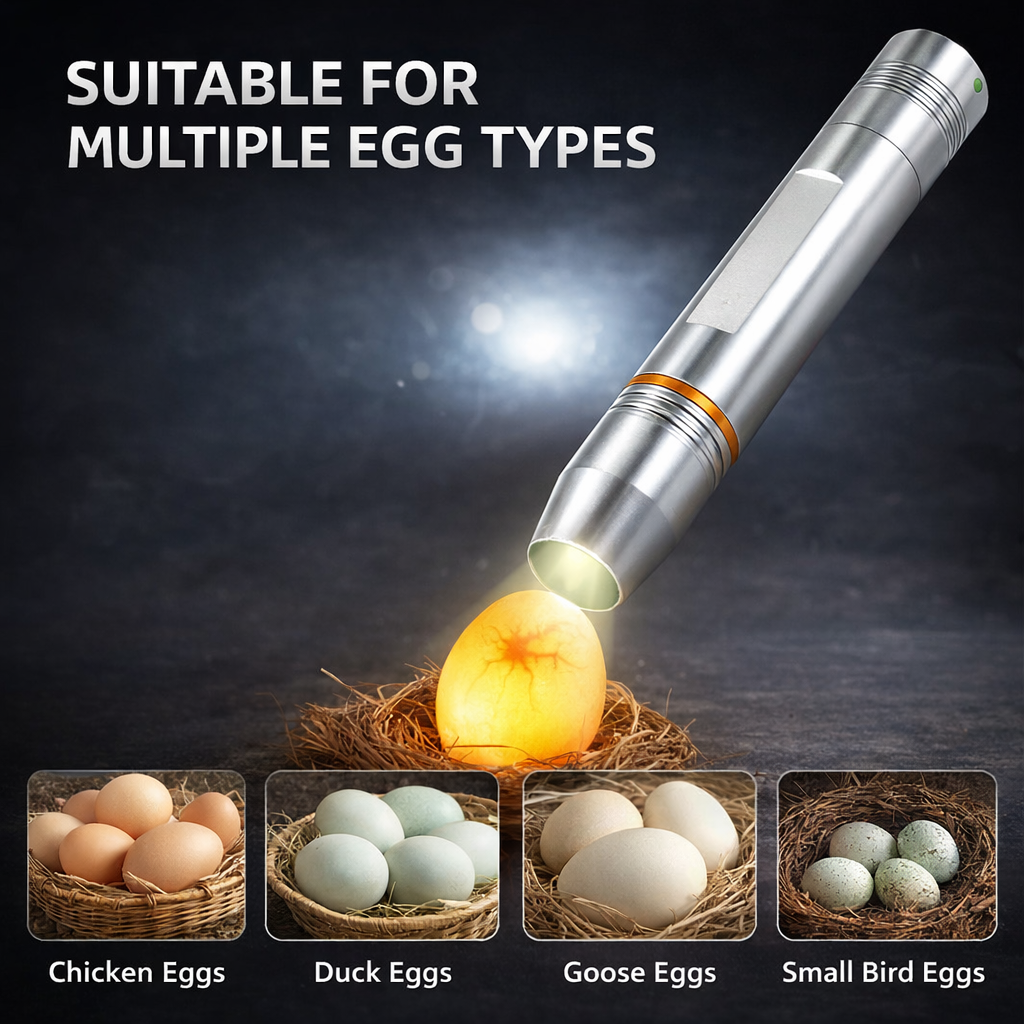 LED Egg Candler for Hatching Eggs – Portable Handheld Candling Lamp