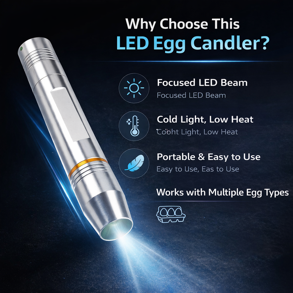LED Egg Candler for Hatching Eggs – Portable Handheld Candling Lamp