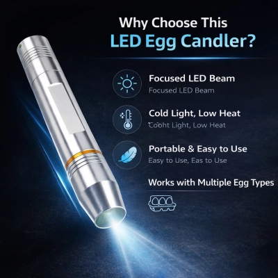 LED Egg Candler for Hatching Eggs – Portable Handheld Candling Lamp 02
