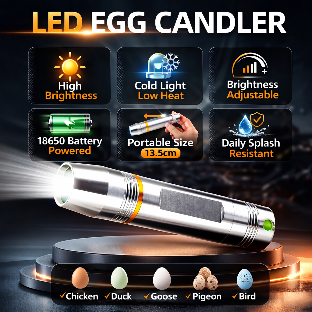 LED Egg Candler for Hatching Eggs – Portable Handheld Candling Lamp