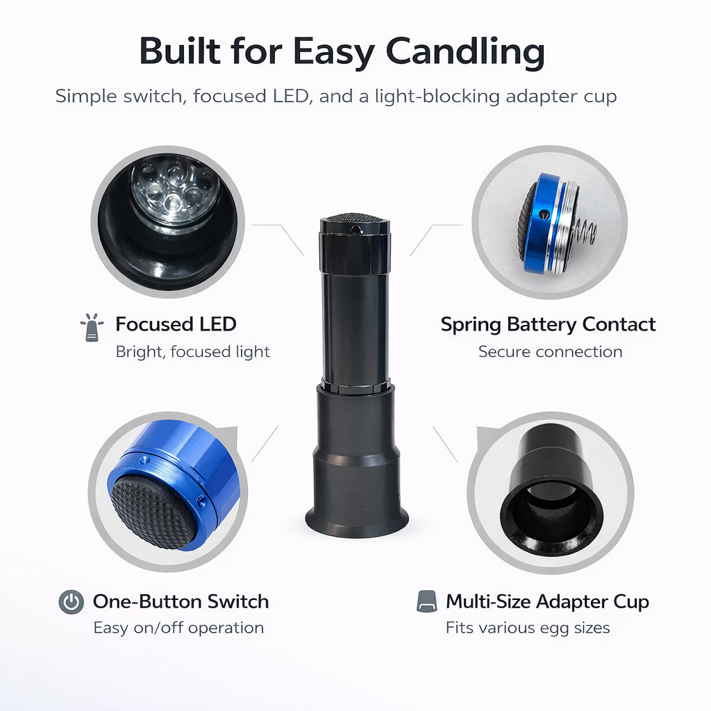 Pocket Candling Flashlight for Incubation Egg Checks