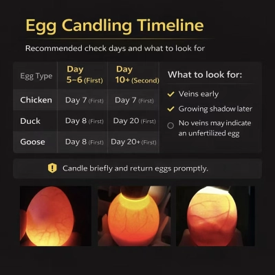 Pocket Candling Flashlight for Incubation Egg Checks 02