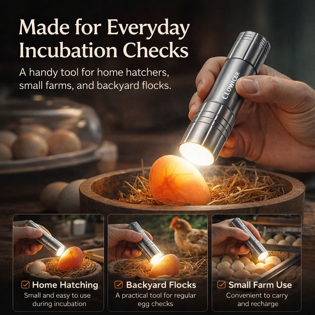 Portable LED Egg Candler – Rechargeable Egg Candling Light