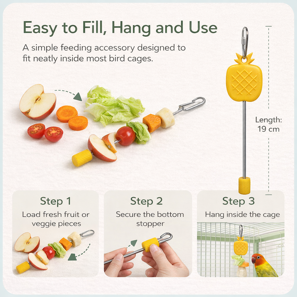 Stainless Steel Bird Fruit & Veggie Skewer 4PS