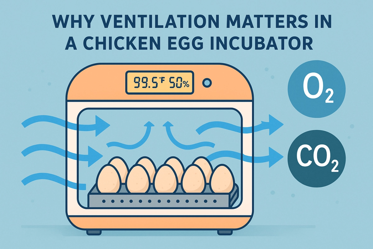 Why proper ventilation in a chicken egg incubator is crucial for healthy airflow, stable temperature and strong chicks.
