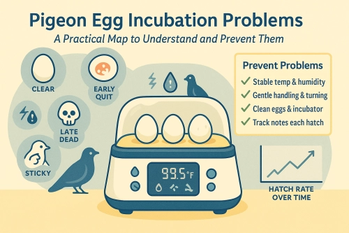 What are the common challenges of incubating pigeon eggs artificially