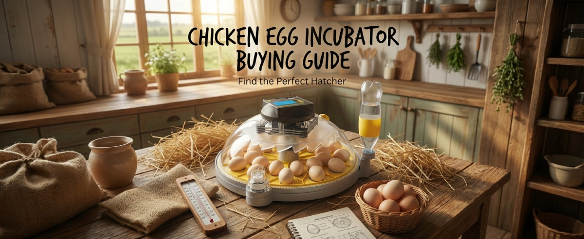 A modern, transparent-lidded egg incubator, containing several eggs awaiting hatching, displays its digital temperature reading.