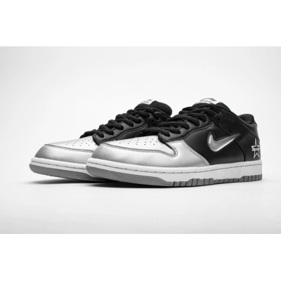 Get Nike SB Dunk Low Supreme Jewel Swoosh Silver CK3480-001 01