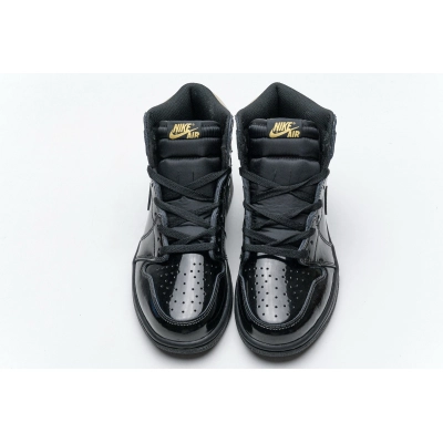 LJR Air Jordan 1 High OG Patent Black Metallic Gold 555088-032  02