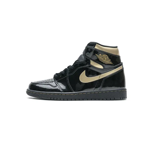 LJR Air Jordan 1 High OG Patent Black Metallic Gold 555088-032 