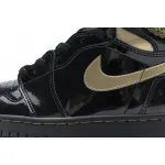 LJR Air Jordan 1 High OG Patent Black Metallic Gold 555088-032 