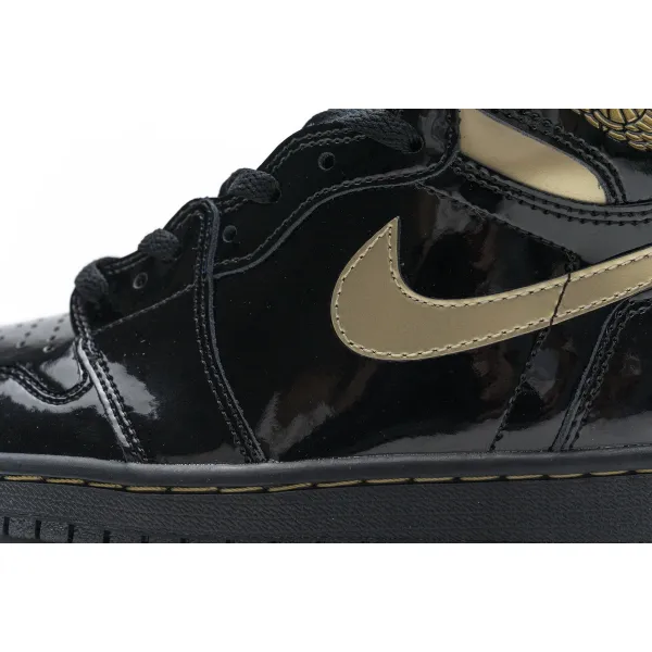 LJR Air Jordan 1 High OG Patent Black Metallic Gold 555088-032 