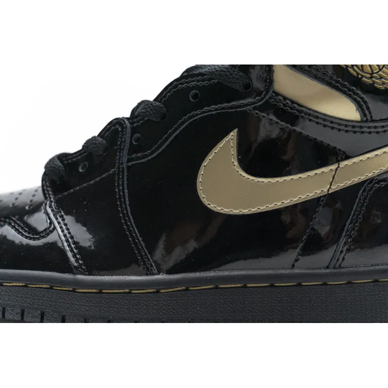 LJR Air Jordan 1 High OG Patent Black Metallic Gold 555088-032 