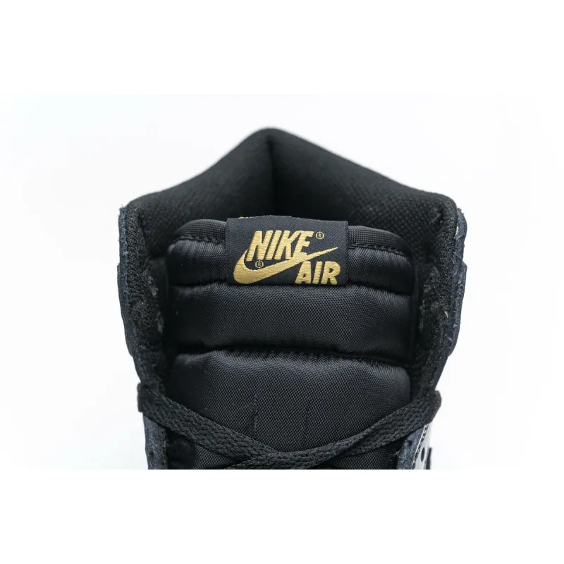 LJR Air Jordan 1 High OG Patent Black Metallic Gold 555088-032 