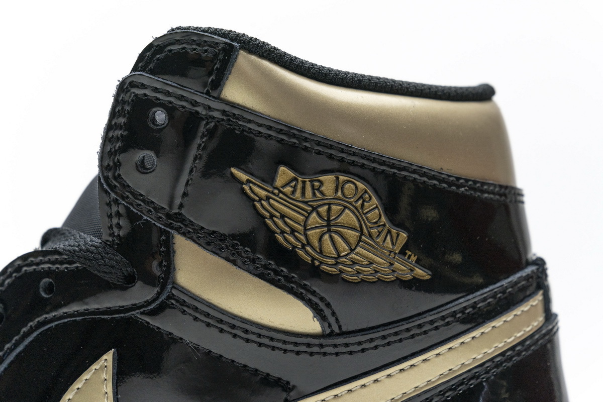 LJR Air Jordan 1 High OG Patent Black Metallic Gold 555088-032 